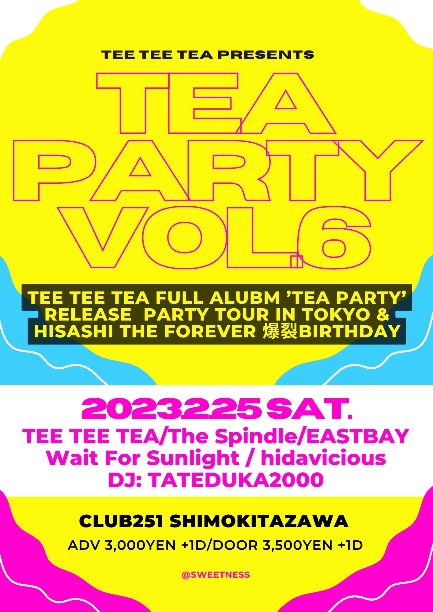 TEE TEE TEA Presents TEA PARTY vol.6 〜TEE TEE TEA FULL ALUBM’TEA PARTY’ release Tour Party in TOKYO& Hisashi The Forever爆裂Birthday〜の写真